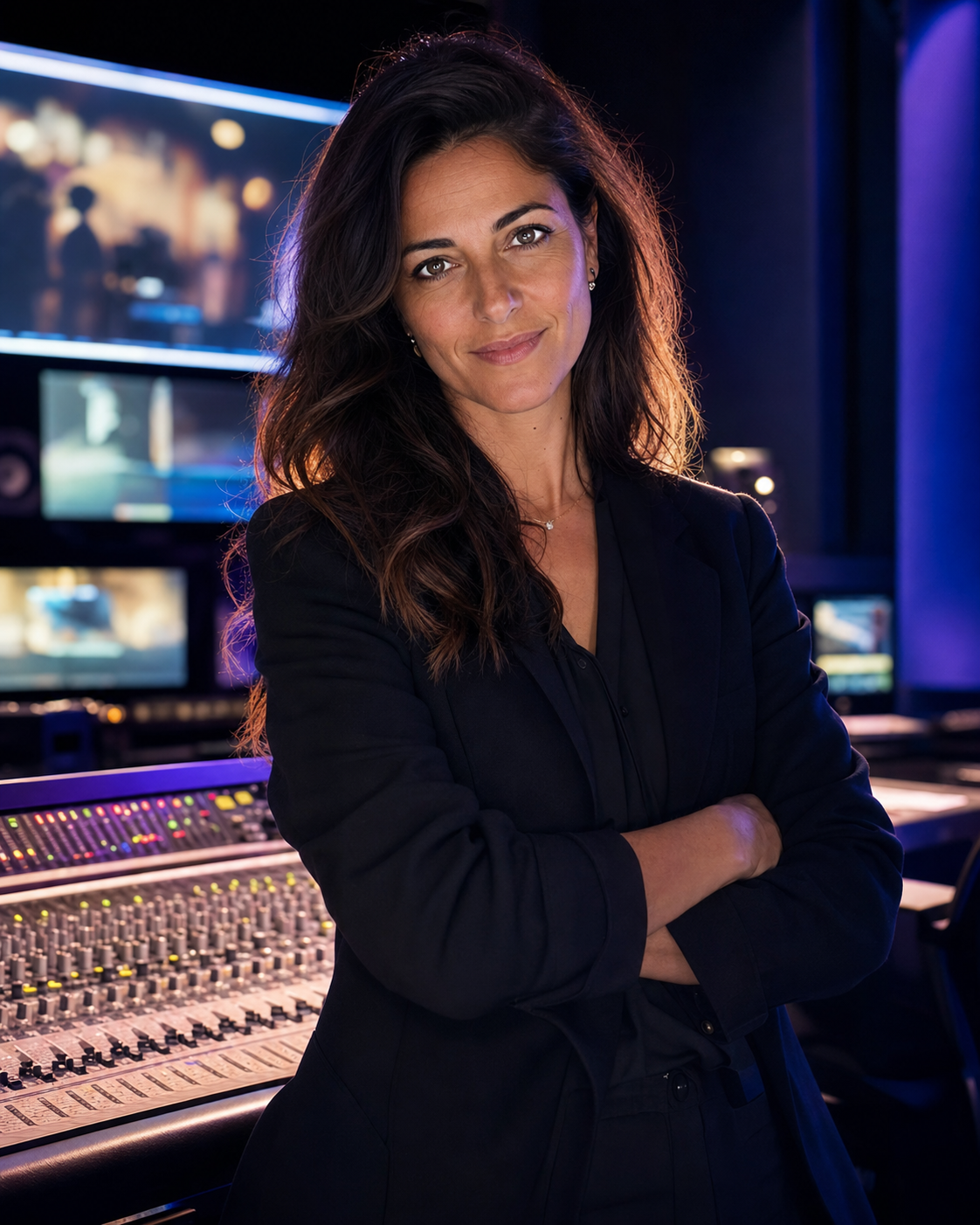 Alessia Barbieri, fondatrice di Colonna Sonora, nella sala regia dello studio a Sassari